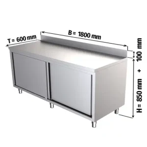 Arbeitsschrank mit Schiebetür und Aufkantung B1800 x T600 x H850 mm Solange Der Vorrat Reicht