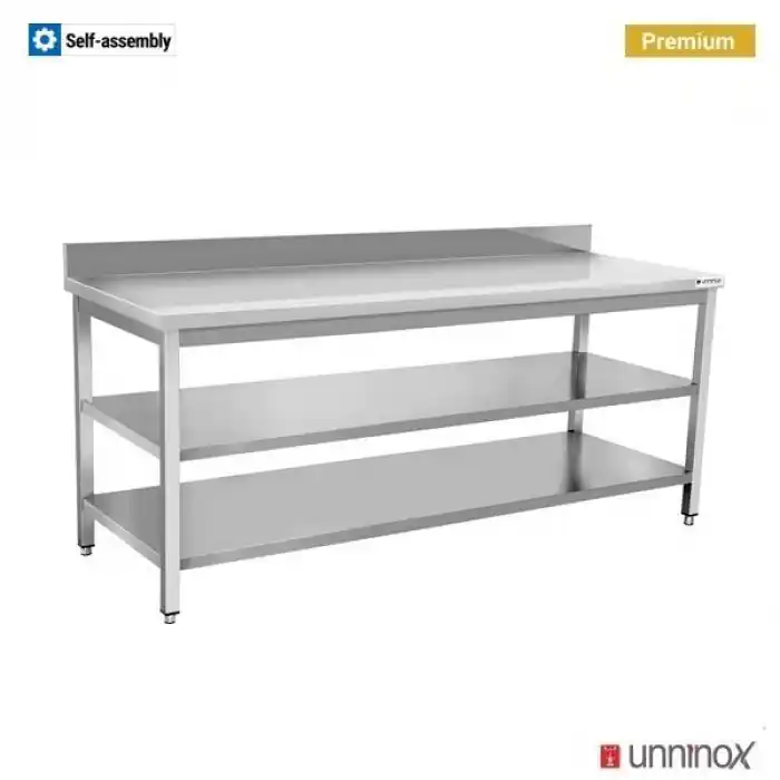 Schnäppchen Arbeitstisch 160x60x85 cm mit Aufsatz und Doppelregal, Spritzschutz