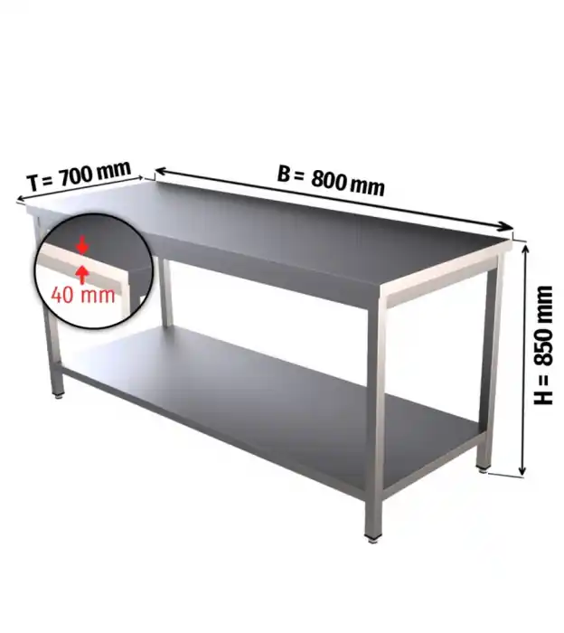 Edelstahl Arbeitstisch 80x70 cm mit Grundboden Begrenztes Angebot