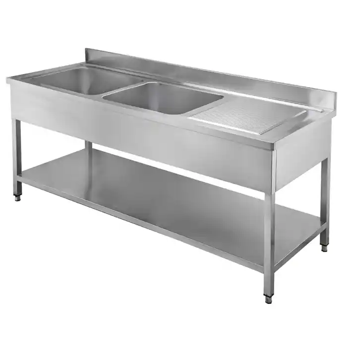 Must-Have EASYLINE Spültisch 600 / 2 Becken links und Abtropffläche B 1600