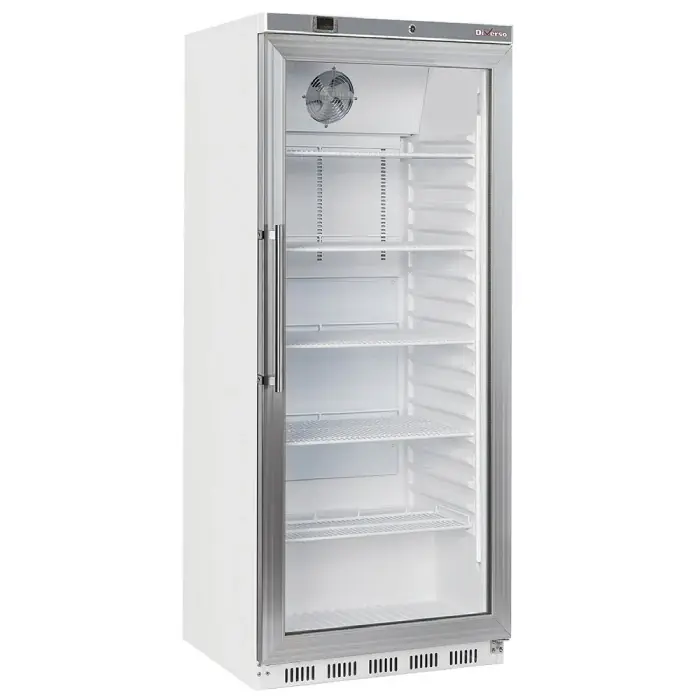 Kühlschrank GN 2/1, Glastür, belüftet, 600 Liter - Weiss Schnäppchen