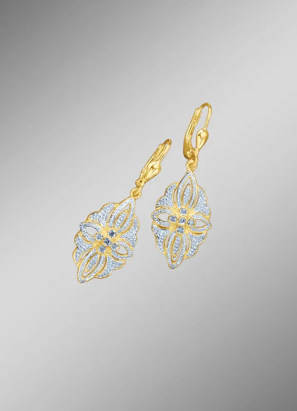 Rabatt Ohrringe mit Diamanten im Blumendesign