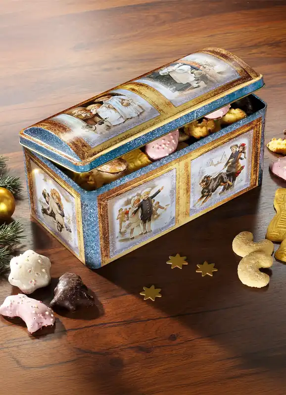 Metall-Truhe mit Weihnachtsgebäck Super-Preis