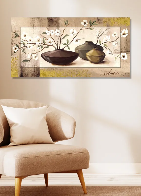 Bild mit dem Titel „Golden eingerahmte Kirschblüten“ Bestseller