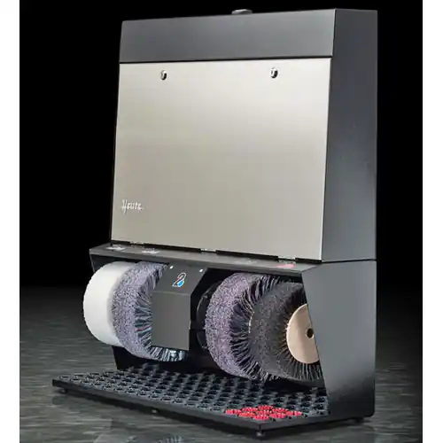 Top-Preis Schuhputzmaschine Polifix 4 • schwarz Tür V2A geprägt Handsensor 4 Bürsten Ø 220 mm