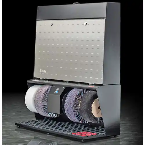 Meistverkauft Schuhputzmaschine Polifix 4 • schwarz Tür V2A geprägt Steel Design Handsensor 4 Bürsten Ø 220 mm