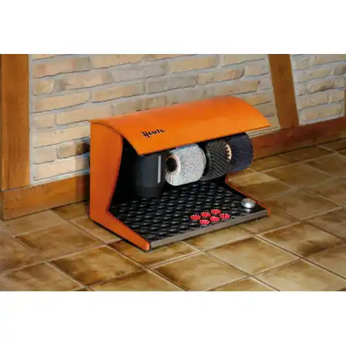 Ausverkauf Schuhputzmaschine Elegance Nature • kirschholzfarben Fußsensor 3 Bürsten Ø 130 mm