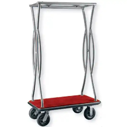 Neu Gepäckwagen Edelstahl rot silberfarben Rollen-Ø 200 mm H 1800 mm