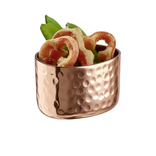Neu Snackschale CRAFT 0,15 ltr oval Aluminium kupferfarben Hammerschlag-Optik