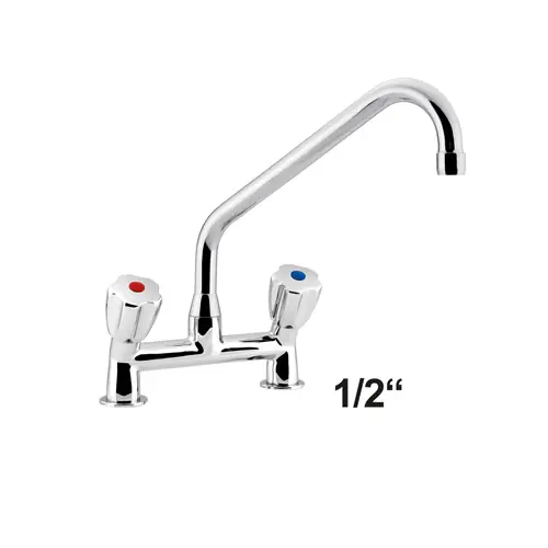 Zweiloch-Standbatterie 1/2" Ausladung 250 mm Auslaufhöhe 220 mm Markenprodukt
