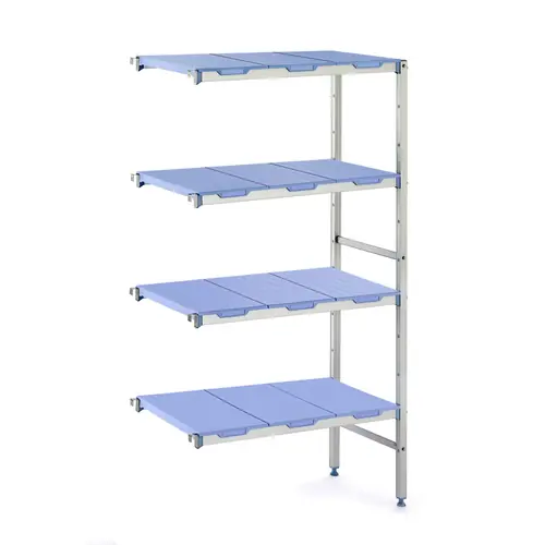 Direktkauf Anbauregal 1750 B 4 Ebenen T 500 mm L 649 mm PP Böden blau