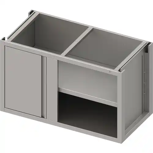 Neue Kollektion Eckunterschrank Boxversion 2.0 mit Flügeltür, Teil 1/2 für 640 mm Anbautiefe, Sockelbau, 1400x640x660 mm