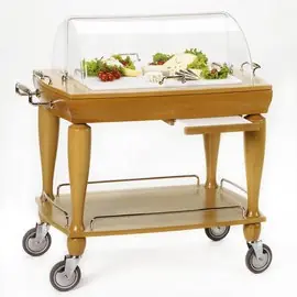 Saisonangebot Servierwagen PARIS walnussfarben mit Haube 2 Borde mit Aufsatz