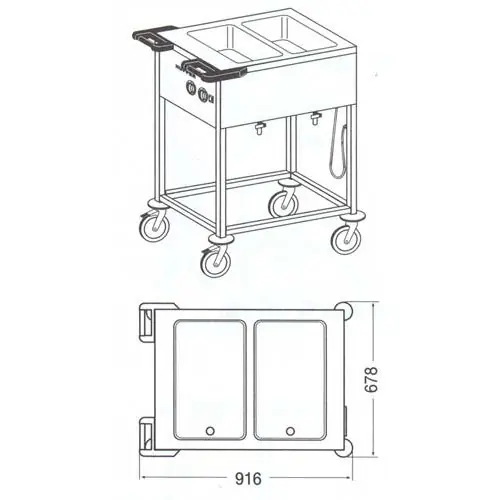 Speisenausgabewagen SPA/EB-2 beheizbar • 2 Becken Neu