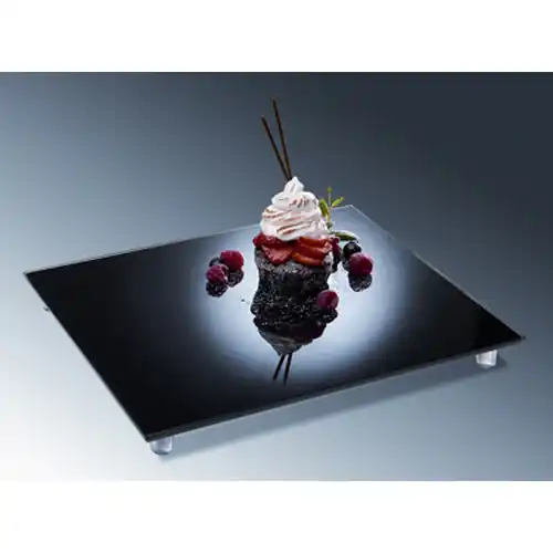Glasplatte GN 1/1 MIRROR BLACK Glas schwarz H 30 mm Neue Kollektion