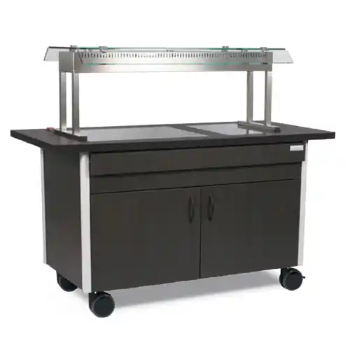 Combi-Buffet Basiswagen mit Kalt-Warm-Platte GN 3/1 mit Hustenschutz Echt