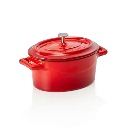 Neu Cocotte 0,35 ltr rot Gusseisen emailliert induktionsgeeignet