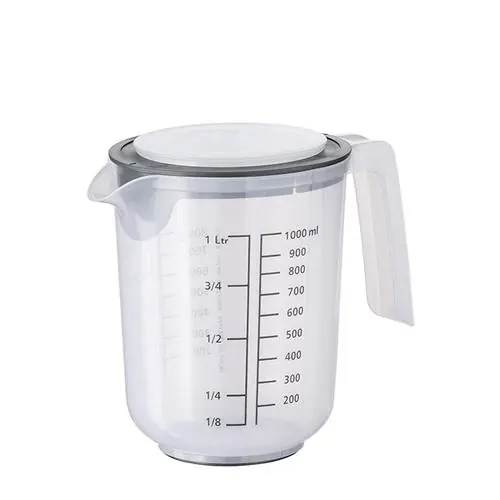 Neue Ware Rührbecher 1 ltr mit Deckel Spritzschutz PP transparent
