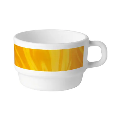 Abverkauf Kaffeetasse 220 ml stapelbar NATURA YELLOW Hartglas mit Dekor gelb Opalglas