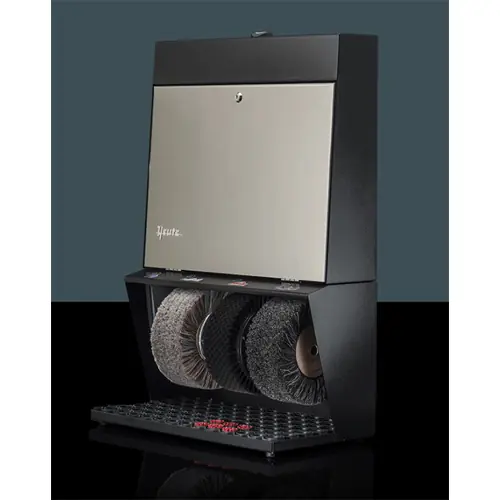 Meistverkauft Schuhputzmaschine Polifix 3 • schwarz Tür V2A gebürstet mit Beleuchtung Handsensor 3 Bürsten Ø 220 mm