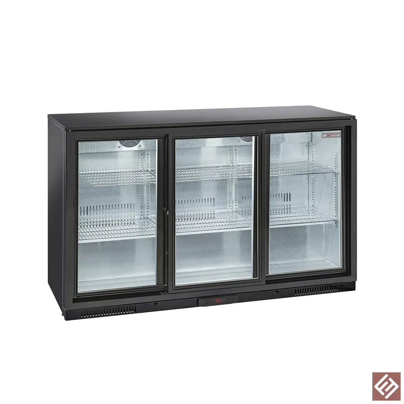 Zertifiziert Belüfteter Flaschenkühler "Hinterbar", 3 Glas- Schiebetüren