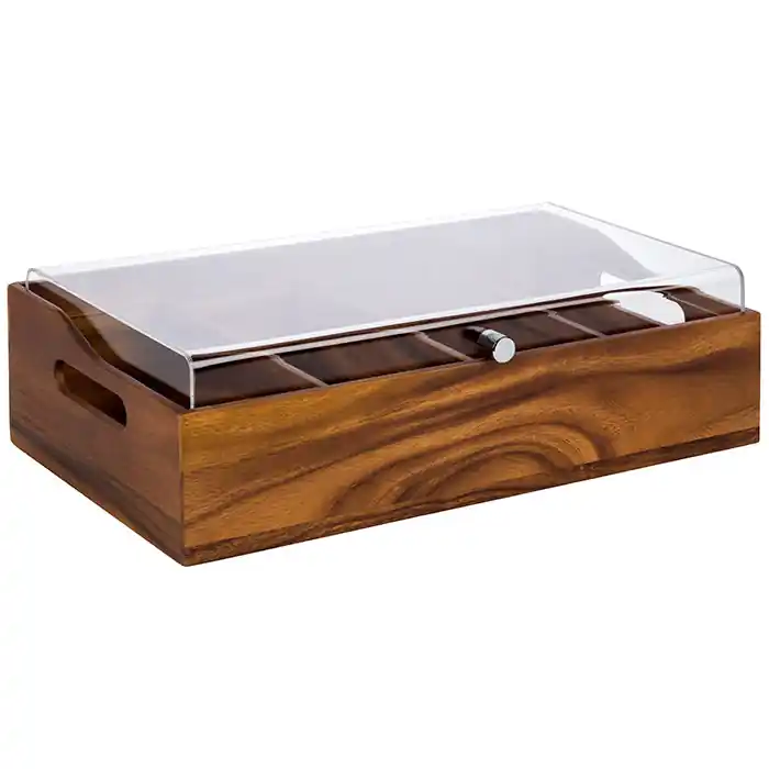 ACACIA Besteckkasten (mit Deckel) - 51 x 28 x 14,5 cm - Akazienholz Rabatt